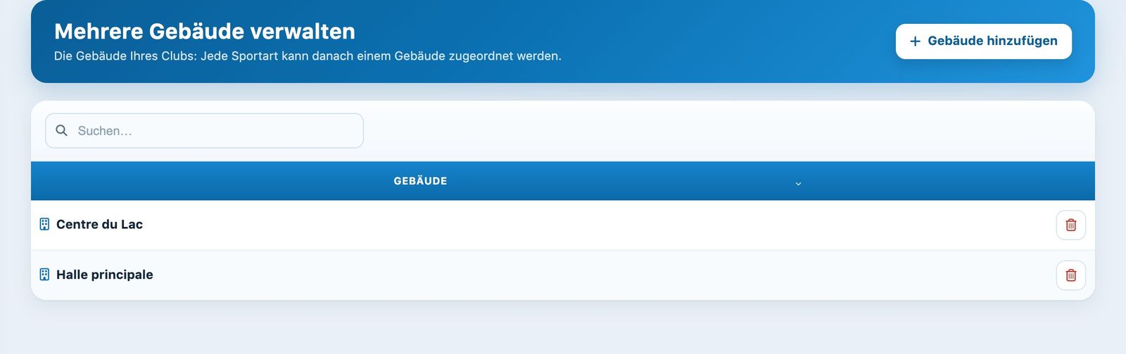 Liste der Gebäude des Clubs